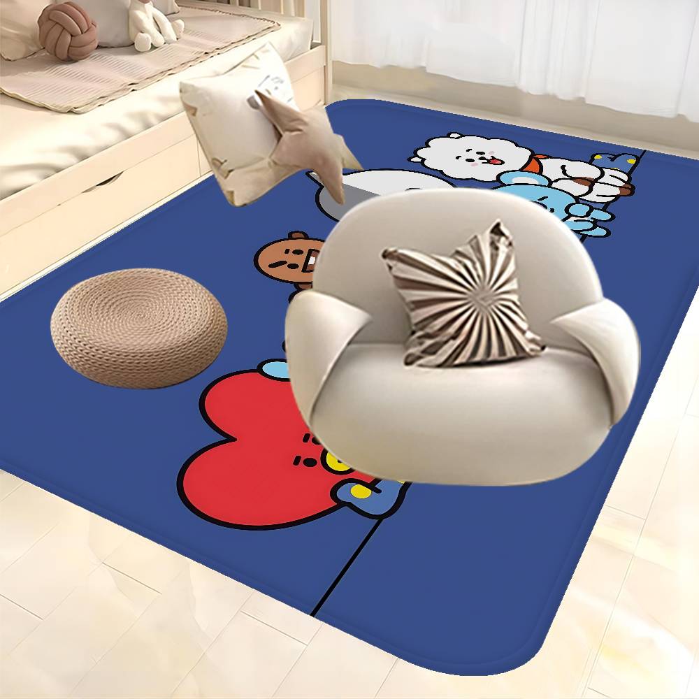 Cute B-b-bt21-es Bathroom Mat Anti-slip Absorb Water Long Strip Cushion Bedroon Mat Welcome Doormat