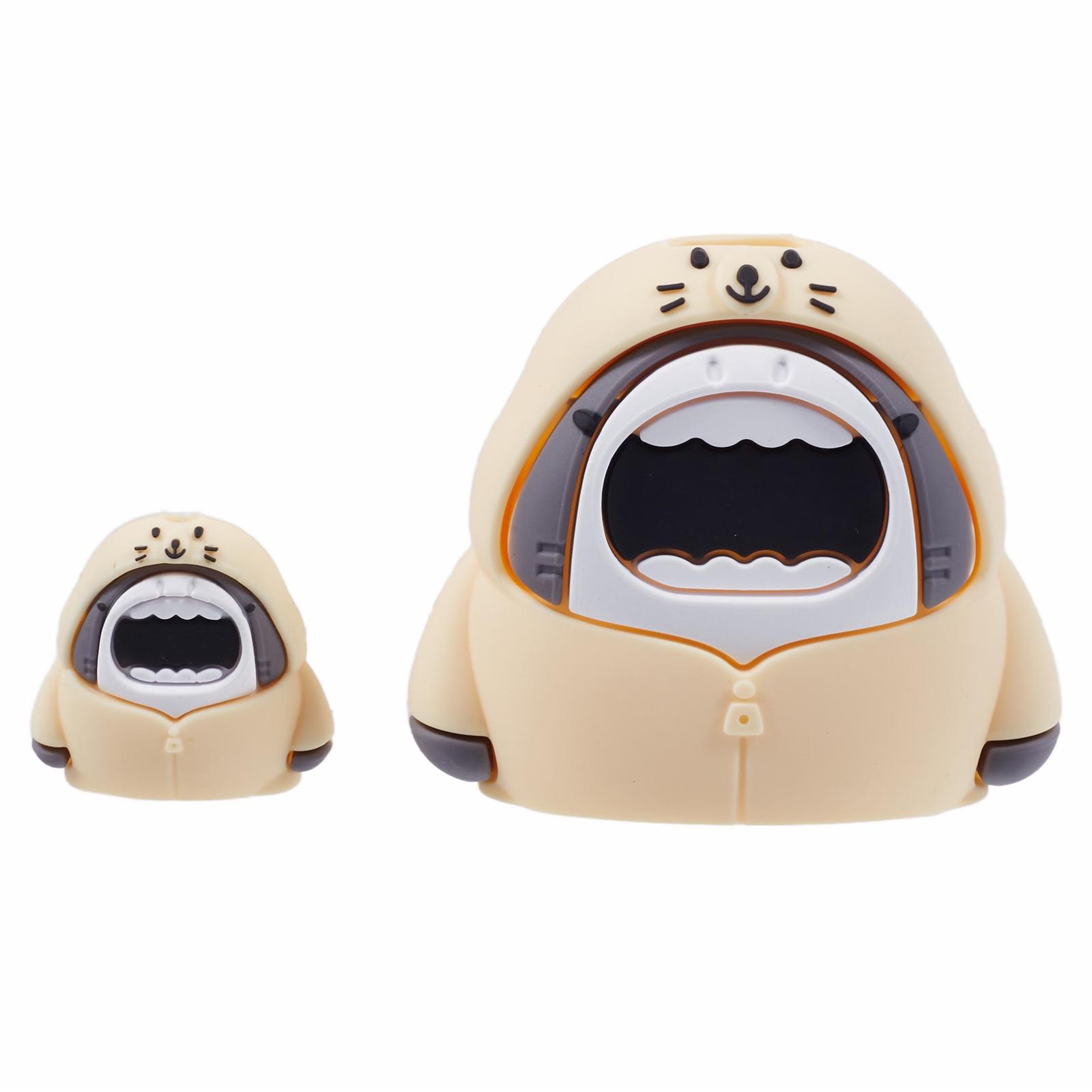 

2 шт./набір Мультяшний захисний чохол у формі акули для зарядного пристрою Apple iPhone 18/20 Вт + Захисник для кабелю передачі даних Силіконовий чохол Beige