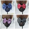 Nurse Stewardess Hair Accessories Bowknot Stripe Net Bun Hair Cover Women Barrette Net Bun Crochet Net Bun Snood