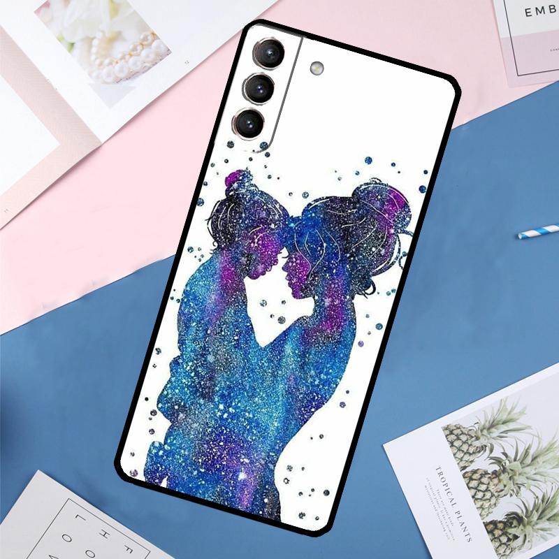 Beautiful Mother Daughter Son Case For Samsung Galaxy S25 Ultra S21 S22 S24 S23 Ultra S9 S10 Plus S21 FE S25 FE Back Cover