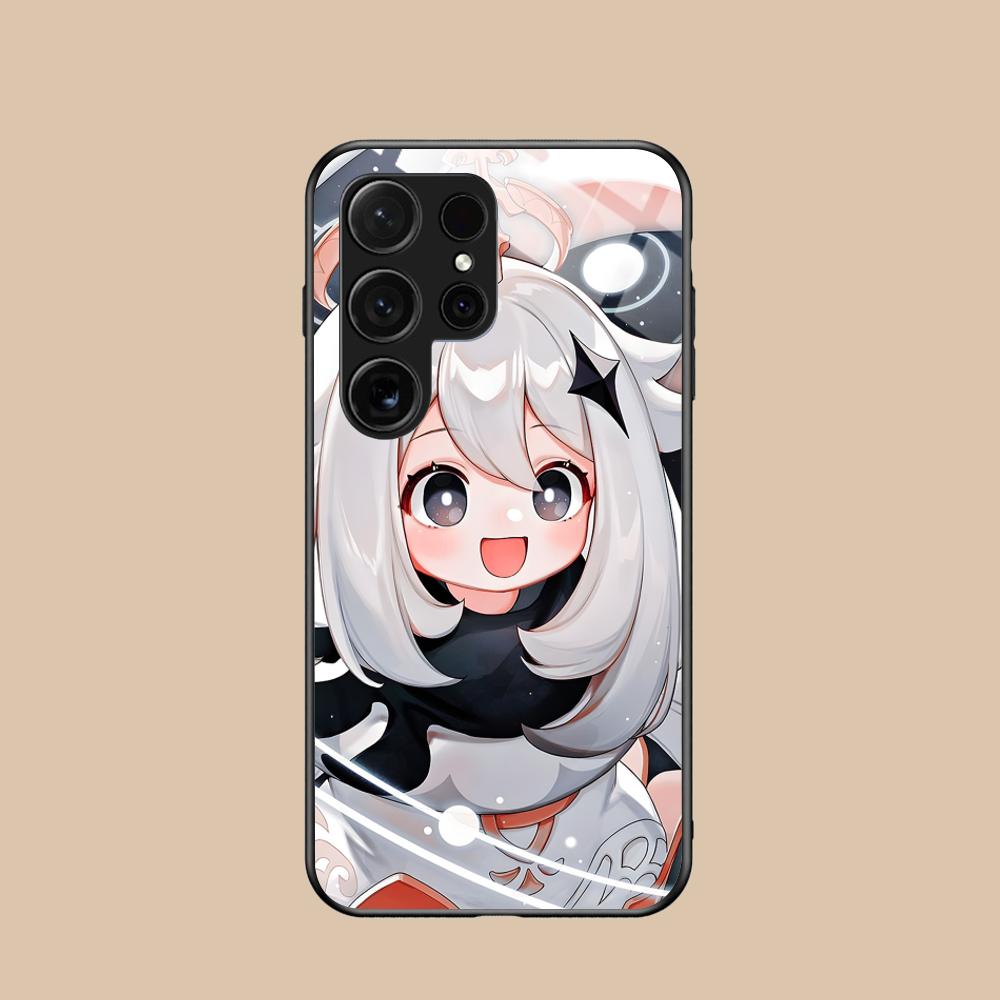 

Game GI Paimon Glass Mobile Phone Case for Samsung Galaxy S26 S25 S24 S23 S22 S21 S20 Note20 Plus FE Ultra Colorful Cover Galaxy Note20 Ultra