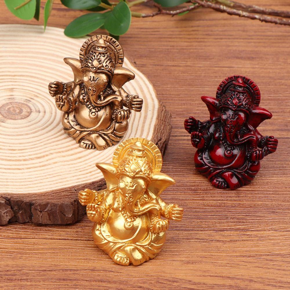 

Handicraft Ganesha Buddha Statue Carved Rresin Ganesha Ornaments Elephant God Sculptures Car Decor S