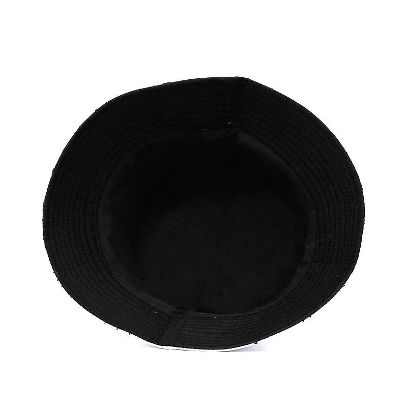 Módní bílé klobouky bucket s hudebním motivem, sluneční klobouky, hip hop pánské dámské rybářské klobouky