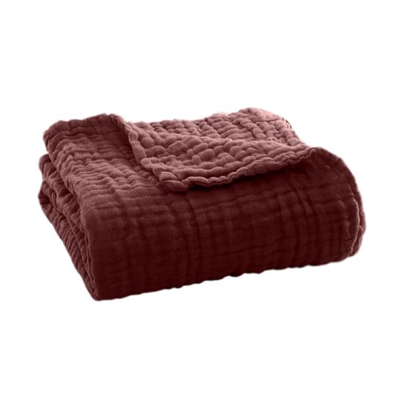 Muslinkos Sommer Sofateppe Pustende Ensfarvet Muslinklede Koseteppe for Seng Sofa Reise Feriebruk