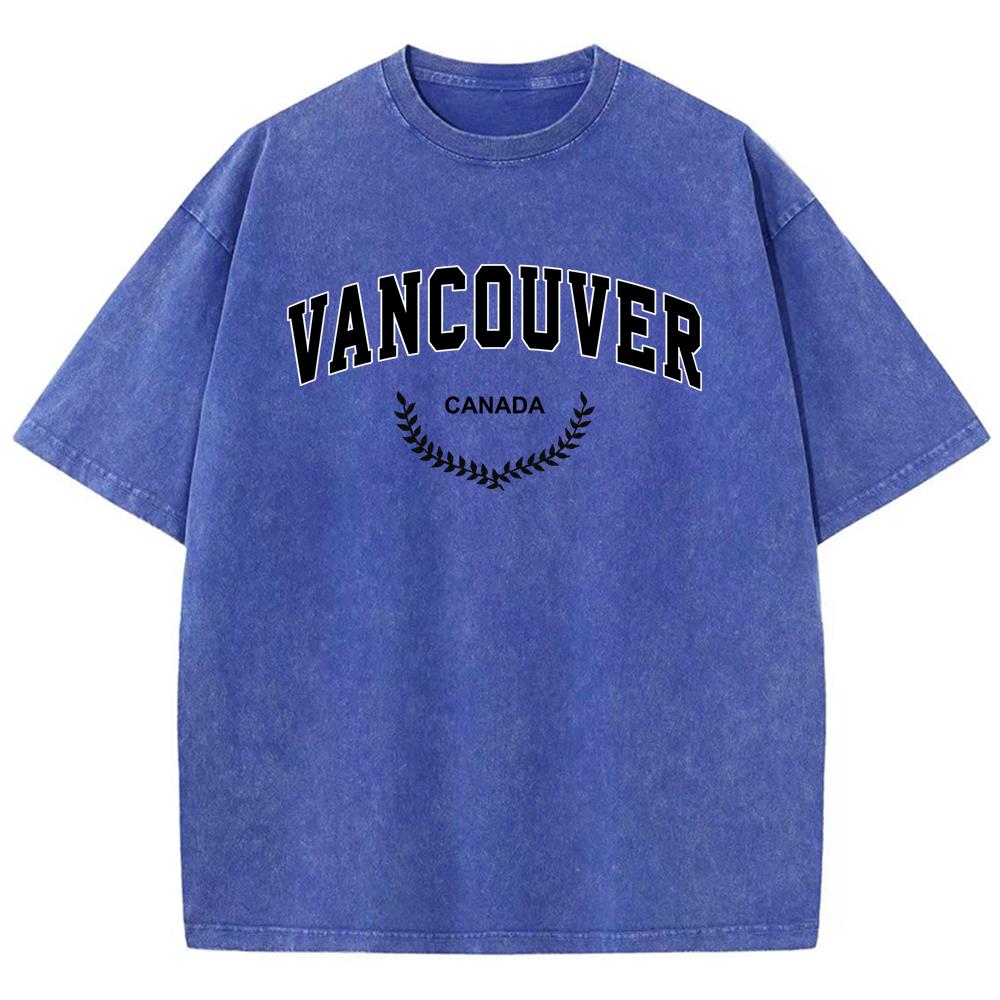 Vancouver Černé Písmo Pánská Trička Střih Oversized Tričko Volnočasové Měkké Tričko Pohodlné Prodyšné Krátký Rukáv