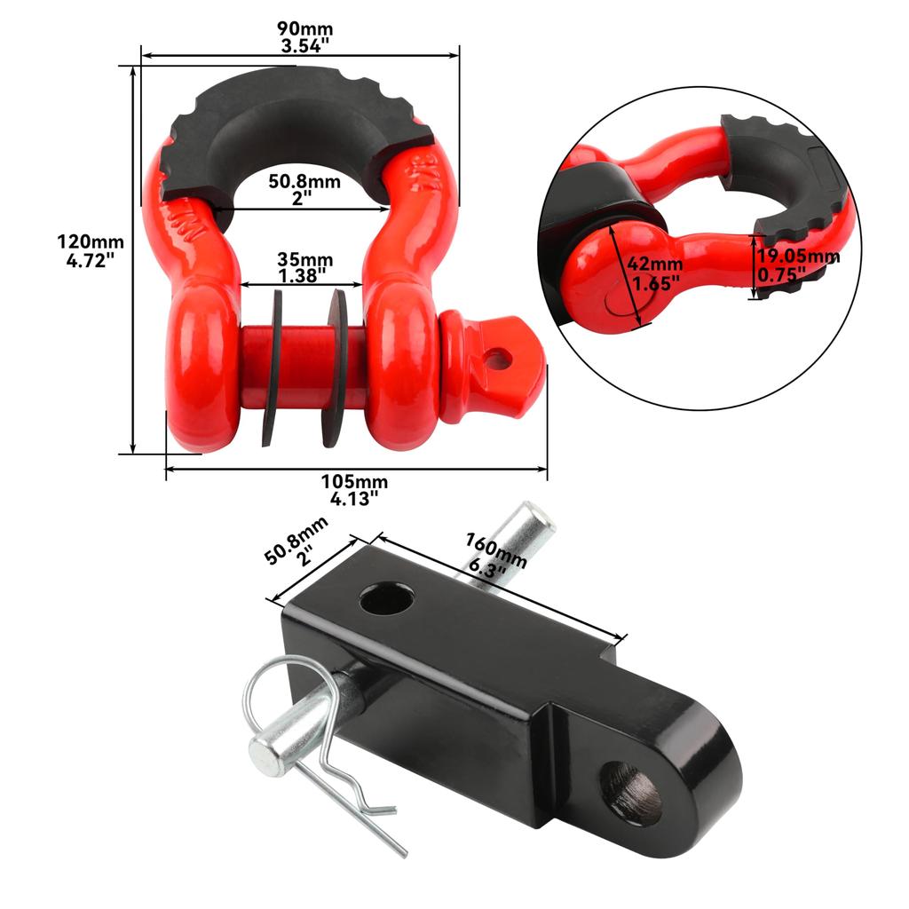 STEELMIGHT Abschlepphaken Anhängerkupplung Abschleppschäkel Kupplung Anhängerkupplung mit Verriegelung für und Anhänger Ring, 2" D-Ringaufnahme, 3/4" Bolzen, Autos, LKWs,