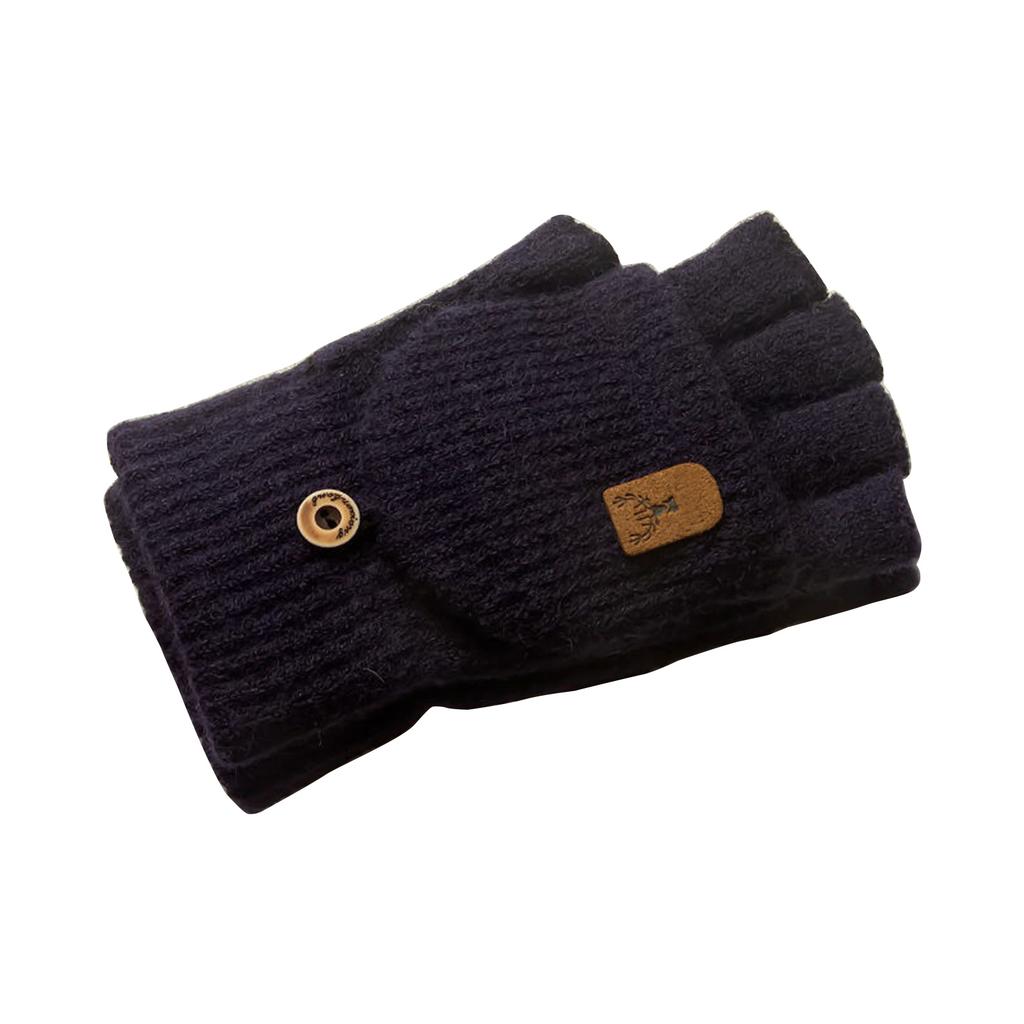 Screen Touch Half Finger Gloves for Students Knitting Thick Warm Gloves Winter Autumn Cuff Gloves Indoor Hand Warmers
