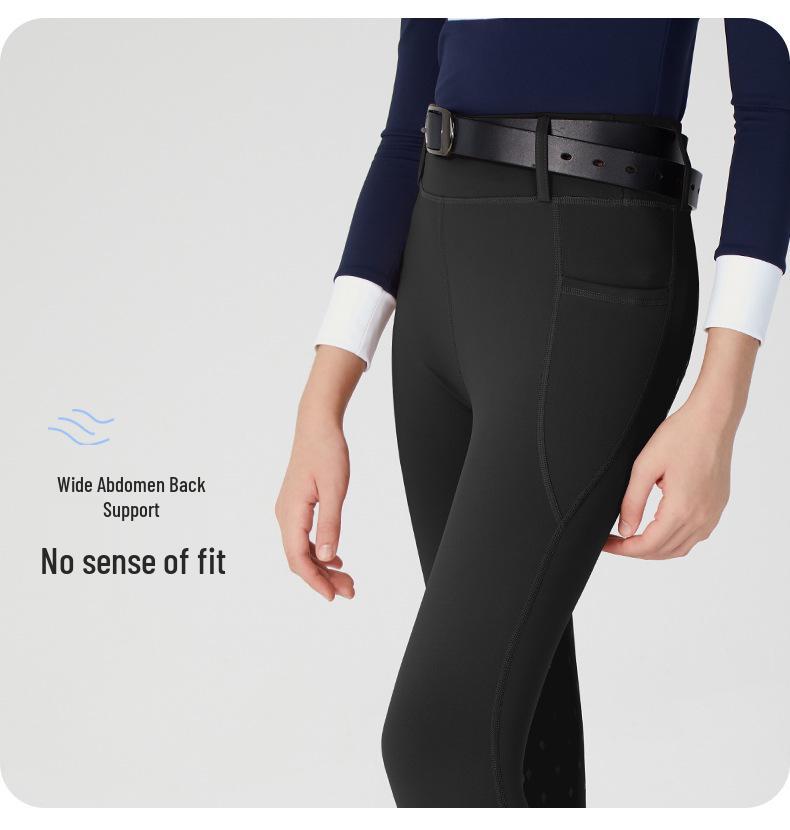 Unisex Children's Equestrian Pants with Full Seat Silicone Grip, Pockets & High Waist Elastic Design