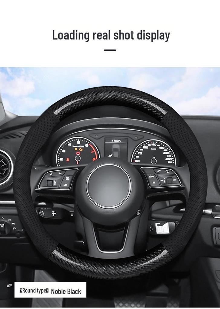 Genuine Leather Steering Wheel Cover for Qoros 3, 3 SUV, and 5 SUV - Four Seasons Universal Fit