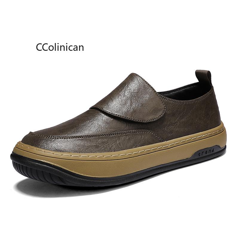 Genuine Leather Men Increase Casual Shoes Men Handmade Loafers Travel Breathable Slip On Black Soft Walking Leisure Shoes