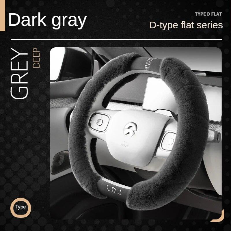 Luxury Plush Steering Wheel Cover Diamond Universal 15 Inch Handle Cover Winter M Fur Car Steering Cover Fashion D Shape Ring