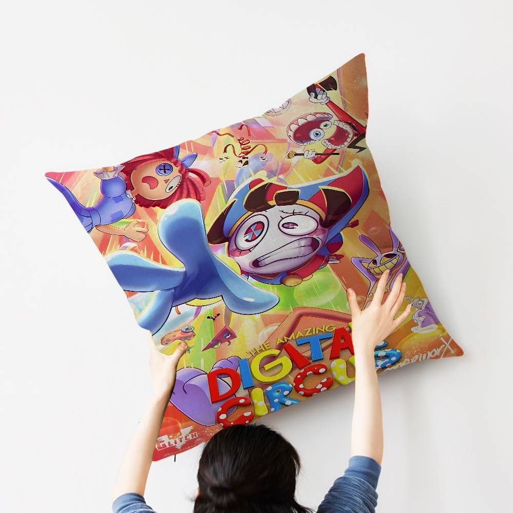 Anime The Amazing Digital Circus Cushion Cover Car Throw Pillow Case For Sofa Car Christmas Gift 40X40Cm 45X45Cm