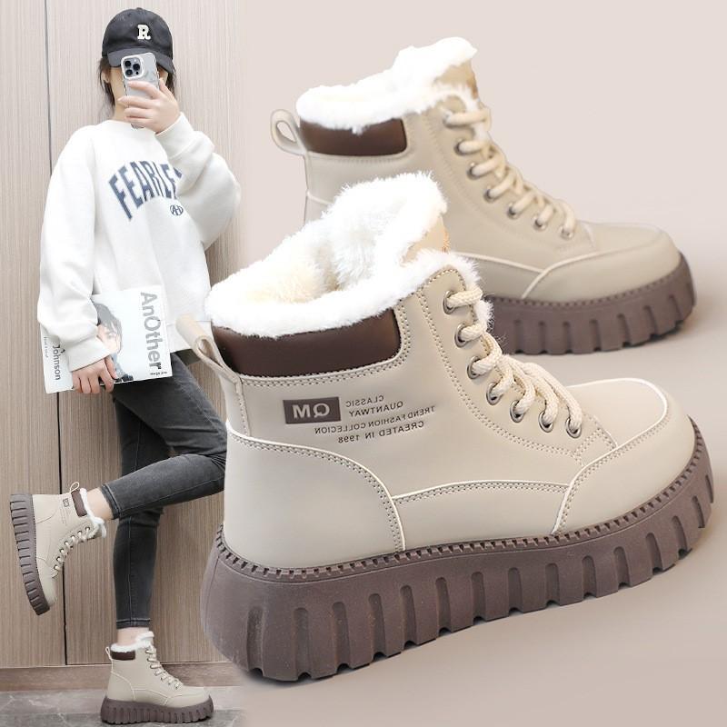 Winter casual fleece ankle boots increase cotton shoes warm women's shoes high top warm sports sneakers shoes C541