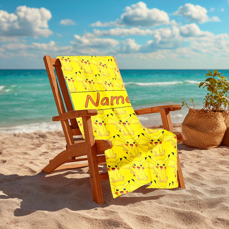 Personalized Customized Proof Beach Towel with Pokémon Pikachu Pattern - Soft, Absorbent,quick-drying,perfect Swimming,camping&bathing