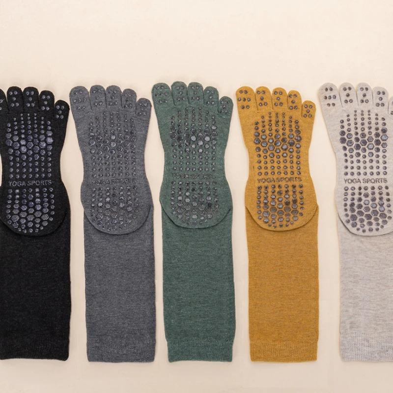 Damskie, solidne, kropkowane, gumowe, zimowe, długie, ciepłe, łydkowe, pięciopalczaste, do ćwiczeń na podłodze, do jogi, antypoślizgowe, bawełniane, w paski, sportowe, do pilatesu