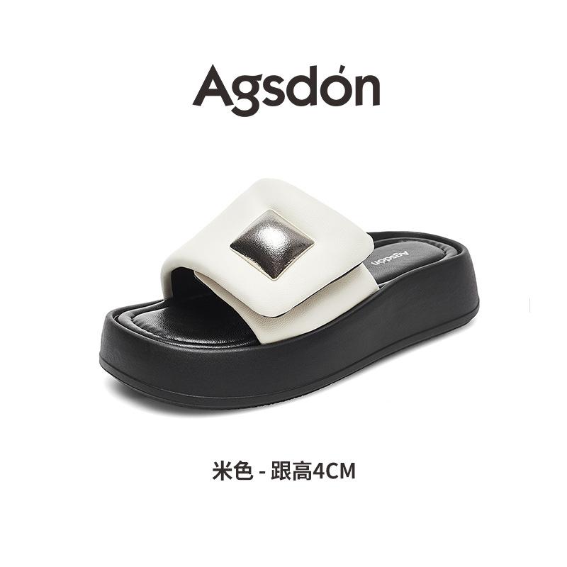 Augustine platform slippers women's wear 2025 new summer small beach with skirt stepping on shit sandals