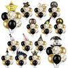 7-Piece Black Gold Sequins Happy New Year Happy New Year Theme Latex Aluminum Film Lift-Off Balloon Combination