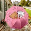 1pc Bear Heart Automatic Folding Umbrella 8 Rib Iron Frame, Compact Portable Umbrella Suitable for Travel, Daily Use, Birthday, Women & Men Gift 058