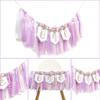Baby Girl 1st birthday highchair banner -Purple Floral Garland, Purple And Pink First Birthday Decoration, Rose 1st Bday Banner, floral birthday