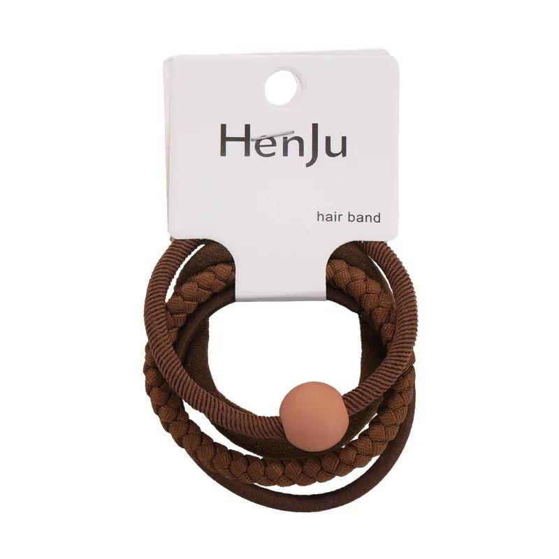 Woman Girls Colorful Bead High Elastic Hair Bands Set Sweet Ponytail Holder Scrunchie Rubber Bands Fashion Hair Accessories Set