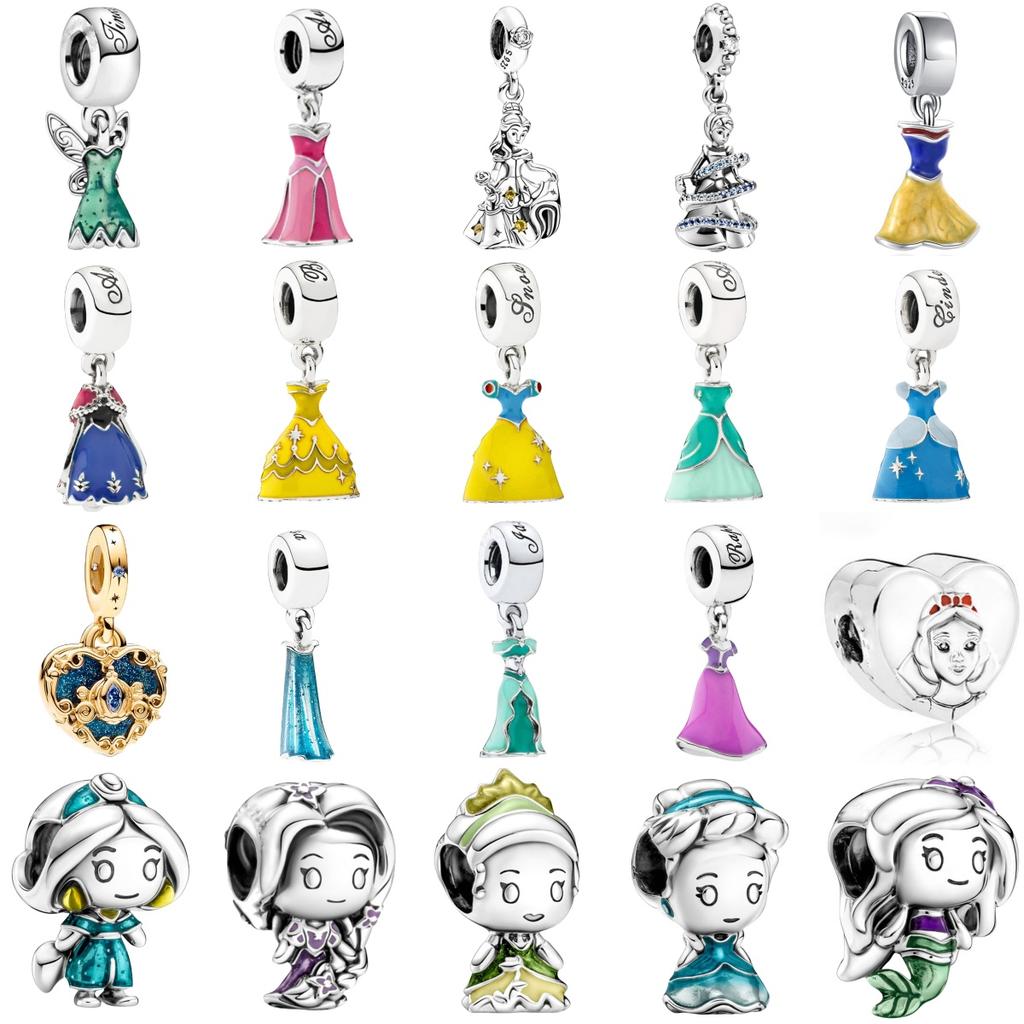 925 Silver   Princess Charm Pendant Fit  Bracelets DIY Women Jewelry Exquisite