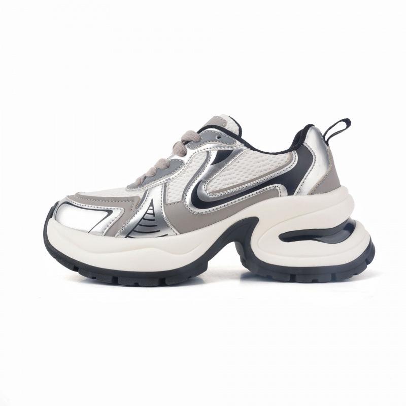 Women s Silver Thick-Soled Dad Shoes – 8cm Height Increase, Breathable & Casual Sneakers. 39