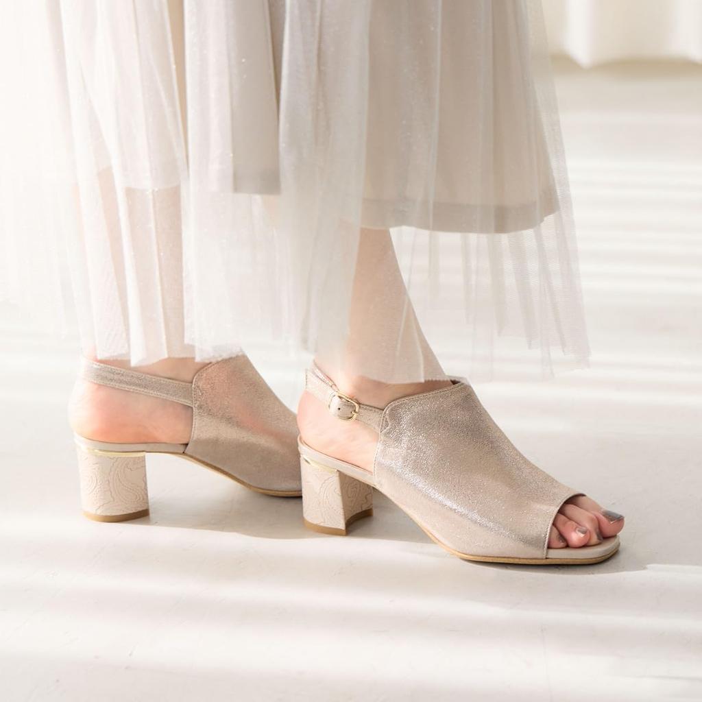 Himiko Chunky Heel Covered Sandals / 653203 Platinum 230