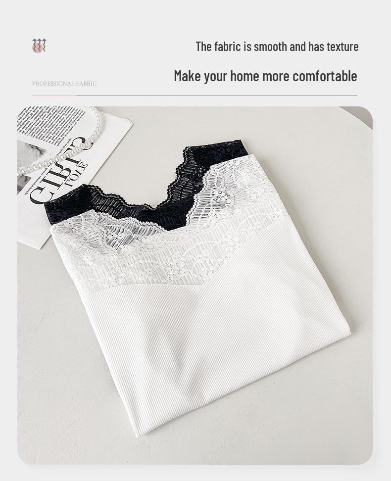 Lace-Trimmed Short Sleeve Pajamas - Women's Spring/Summer Homewear.