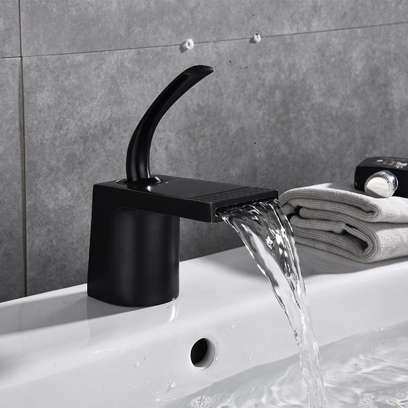 Basin Faucets White Gold Bathroom Faucet Hot and Cold Mixer Tap Black Brass Toilet Sink Water Crane Waterfall