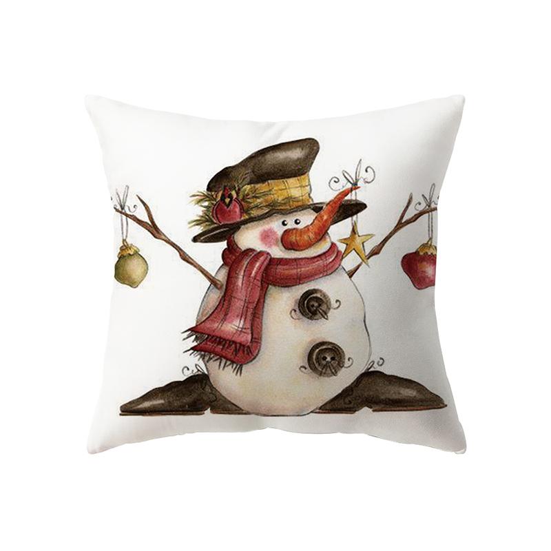 Cute Santa Claus Merry Christmas Print Pattern Cushion Cover Home Living Room Sofa Decoration Polyester Pillow Pillow Cover