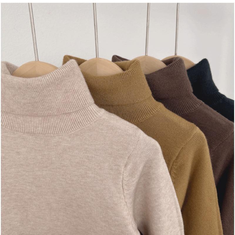 Autumn and Winter Children's High Collar Woolen Sweater Versatile Base Sweater Boys' and Girls' Knitted Sweater