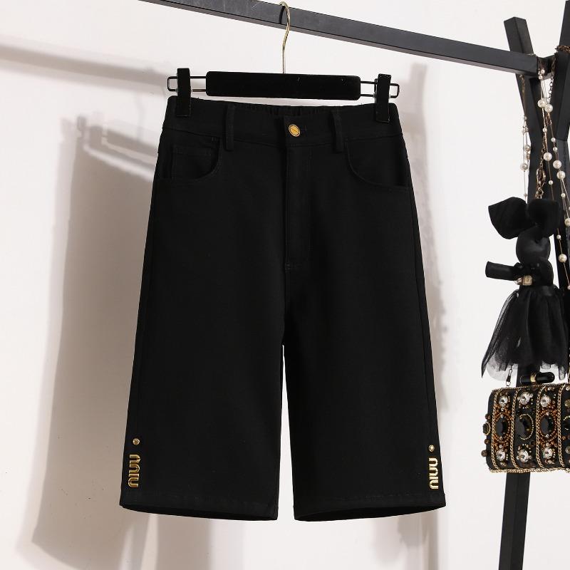 Plus Size Women Shorts Pants Summer Loose Jeans Short Basic Harem High Waist Solid Pants Elastic Waist