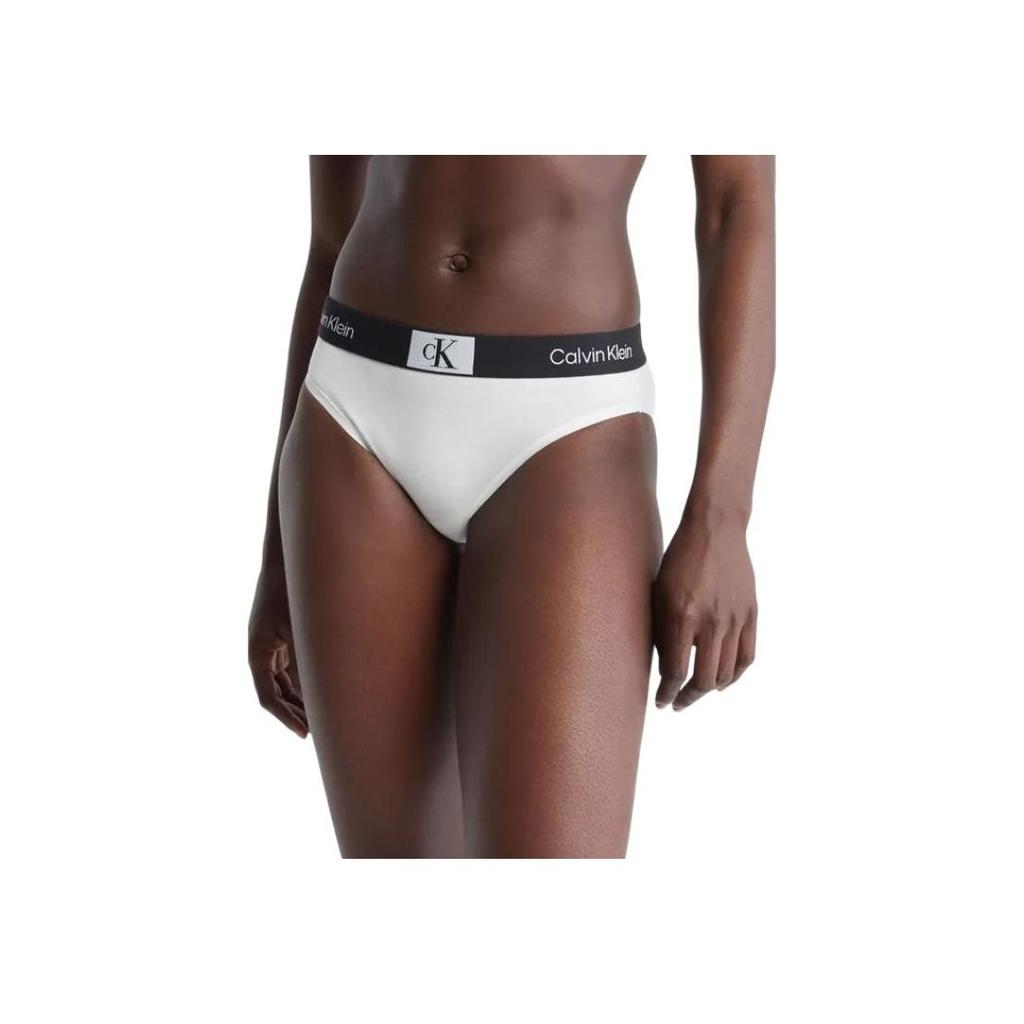 Calvin Klein Buchstaben-Jacquard Bequemes Triangel-BH Mid-Rise Unterwäsche-Set Damenunterwäsche Weiß QF7217-110+QF7222-110
