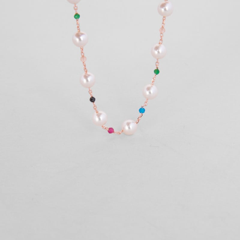 JUDY AND PAUL Olivia Pearl and Rainbow Gemstone Rose Gold Bracelet