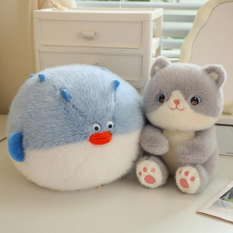 Cat Eating Cute Fish Plush Toy Doll Soft Doll Office Napping Pillow Gift