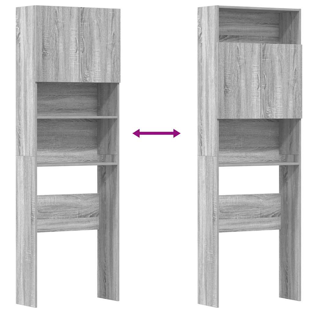 Mobile per Lavatrice Grigio Sonoma 64 x 24 x 190 cm Legno Ingegnerizzato
