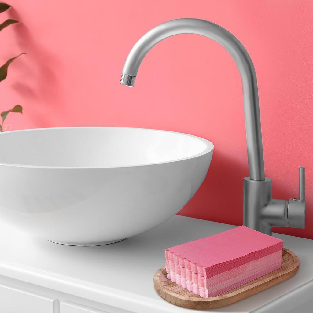 Cholemy 200 Pcs Scalloped Guest Napkin Pastel Colors Cocktail Disposable Hand Towels for Bathroom Guests Towel 2 Ply Paper Napkin for Baby Shower