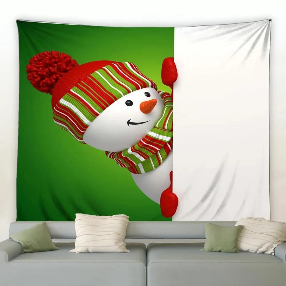 Christmas Cartoon Naughty Snowman Tapestry Living Room Sofa Home Decoration Christmas Gift