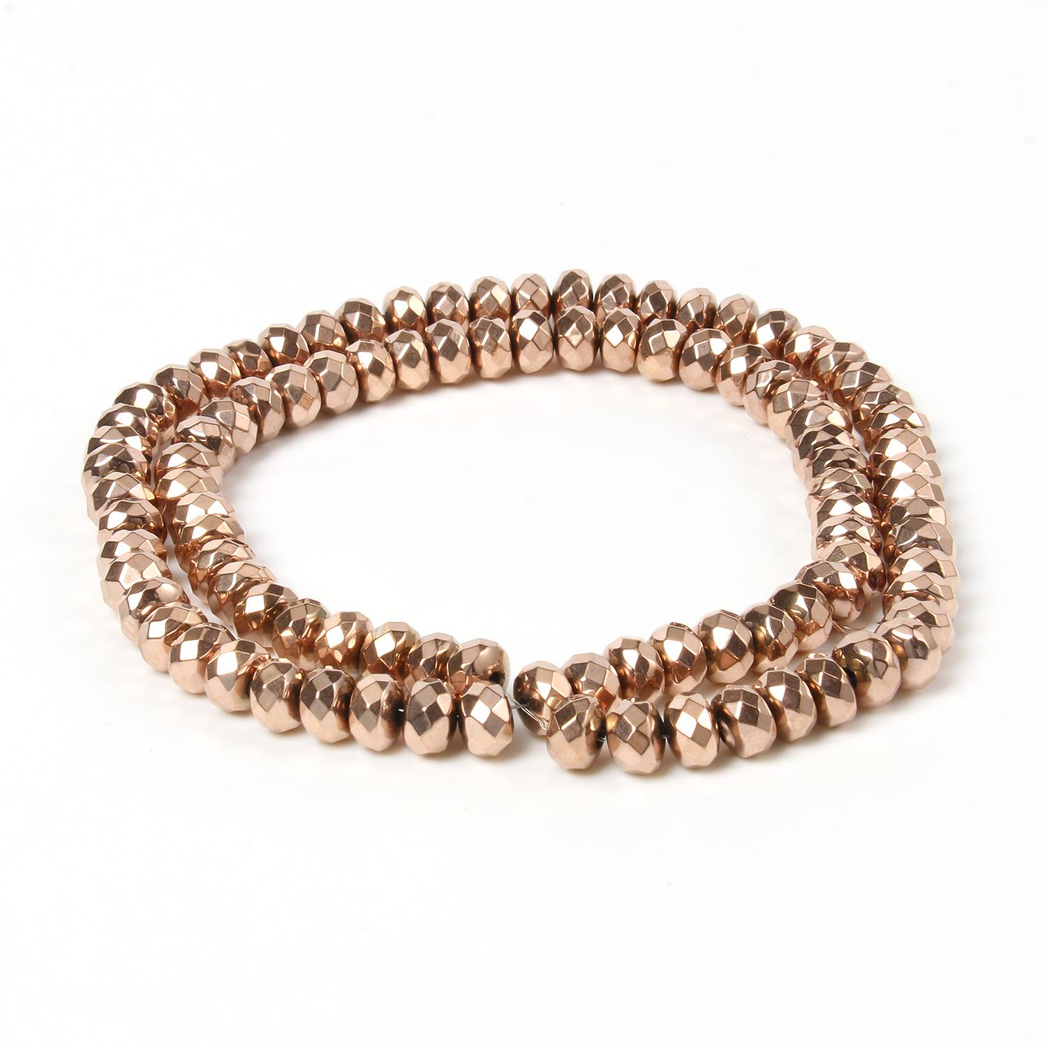 

Ручной работы Цвет Розовое Золото Покрытием Гематитовые Бусины Натуральные Бусины Рондель для Изготовления Ювелирных Изделий DIY Подвески Аксессуары Для Браслетов 15 дюймов 6x4mm