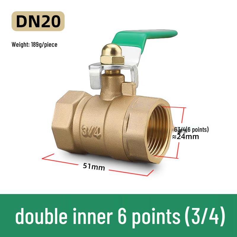 Copper DN20 Thickened Water Valve, Internal/External Thread, Pneumatic Ball Switch, 2-Point One-Piece Design