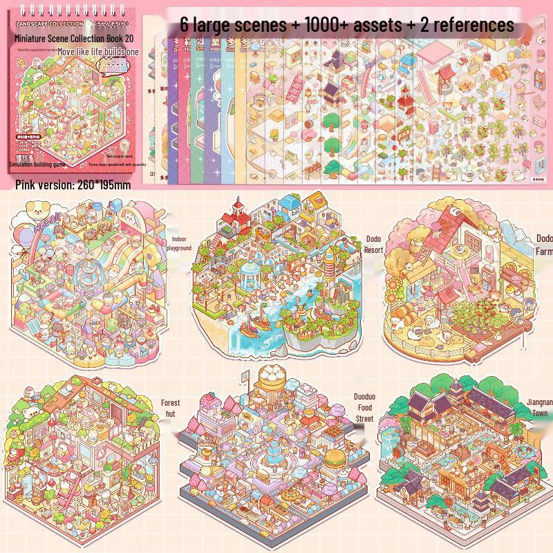 3D-Aufkleber mit Cottage-Szene: Miniatur-Landschaftsbau & DIY Journal Set
