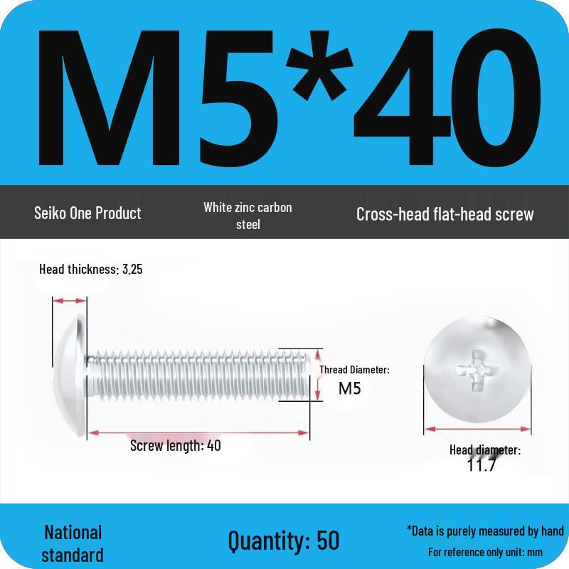 White Zinc M3-M6 Phillips Flat Head, Pan Head, and Mushroom Head Machine Screws