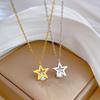 Pentagram Zircon Minimalist Wind Furnace Real Gold Necklace Female Collarbone Chain Accessories