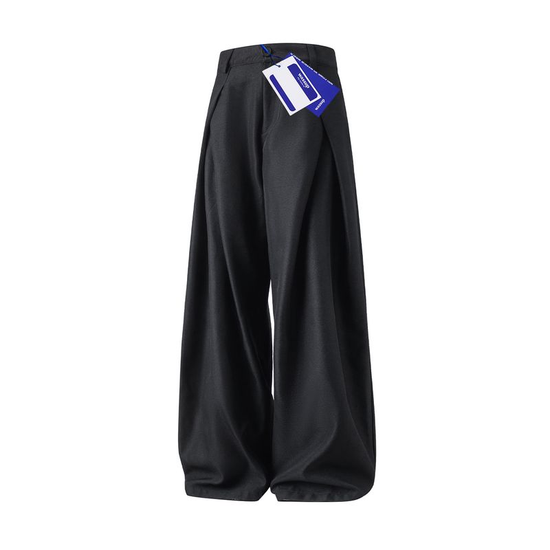 

Wassup Drapey Black Dress Pants for Men, Spring/Summer 2025 New Style, Cool Wide-Leg Trousers, Loose Floor-Length Casual Pants Black 3XL