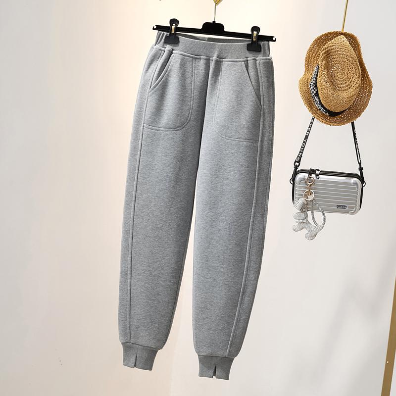 Winterand Autumn Plus Size Women Slacks Fleece Pants Elastic High Waisted Pants Thickening Loose Casual Female Trousers Oversize Pants
