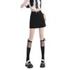 2025 Women's Gray High-Waist A-Line Miniskirt: College Style, Summer Slimming, Anti-Exposure Hip-Hugging Design