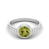 1.02 Ctw Round Peridot 925 Sterling Silver Bezel Set Solitaire Wedding Ring