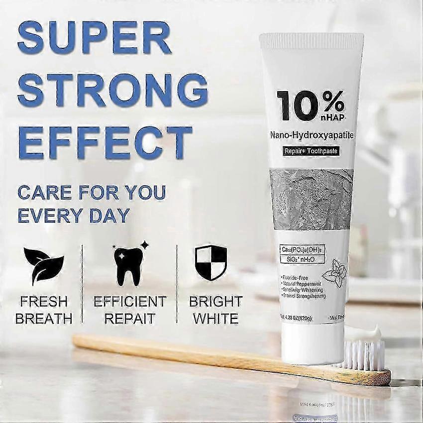 Dentifricio Nano Idrossiapatite Senza Fluoro Riparazione Smalto Sbiancante 10%nHAP Menta Fresca