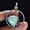 925 Sterling Silver CERTIFIED Natural Opal Trillion 30 Ct Gemstone Pendant