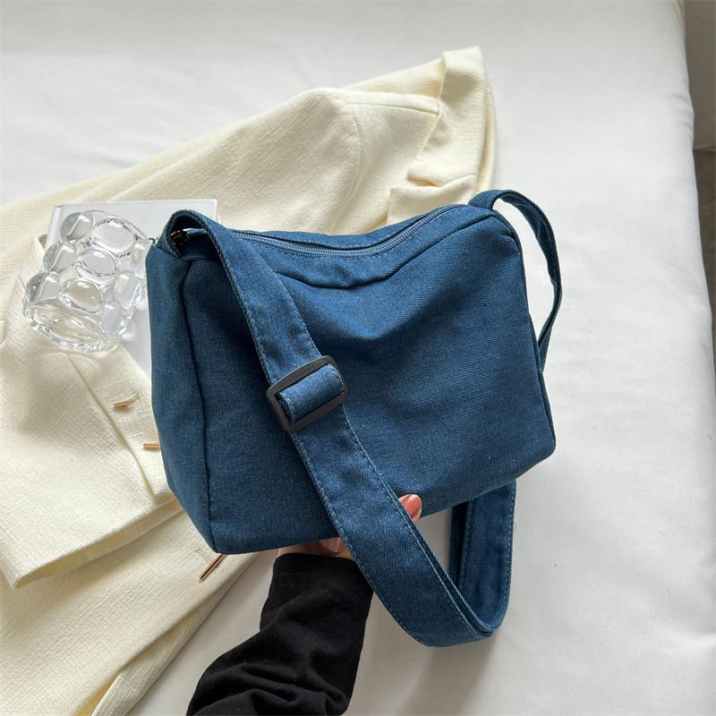 Trendy Denim Crossbody Bag For Women 2023 Simple Stylish Summer Shoulder Bag Mid Soft With Sleek Stitching In Black Light Blue Dark Blue Sky Blue